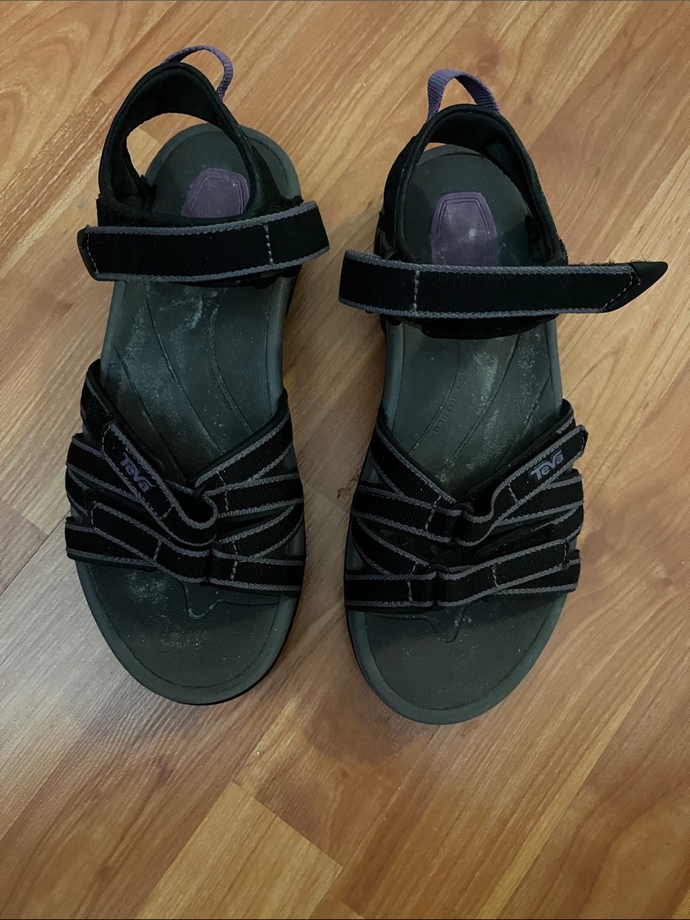Teva Black and Purple Strappy Sport Sandals Size 7.5